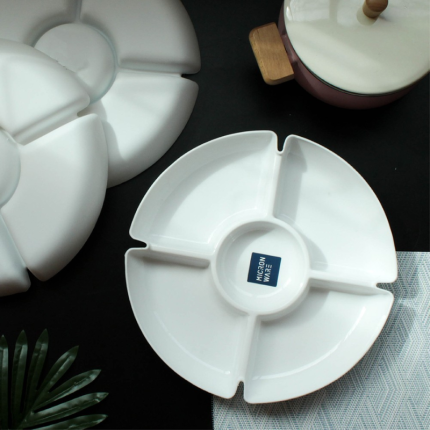 SL5505 White Plastic 5 Compartment Meal Plate [12 pieces]