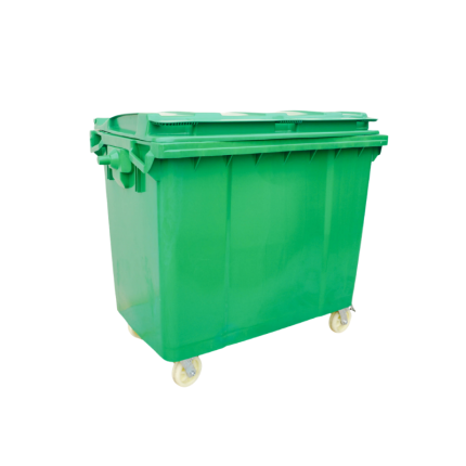 660L Large Lidded Trash Bin with Wheels & Handles