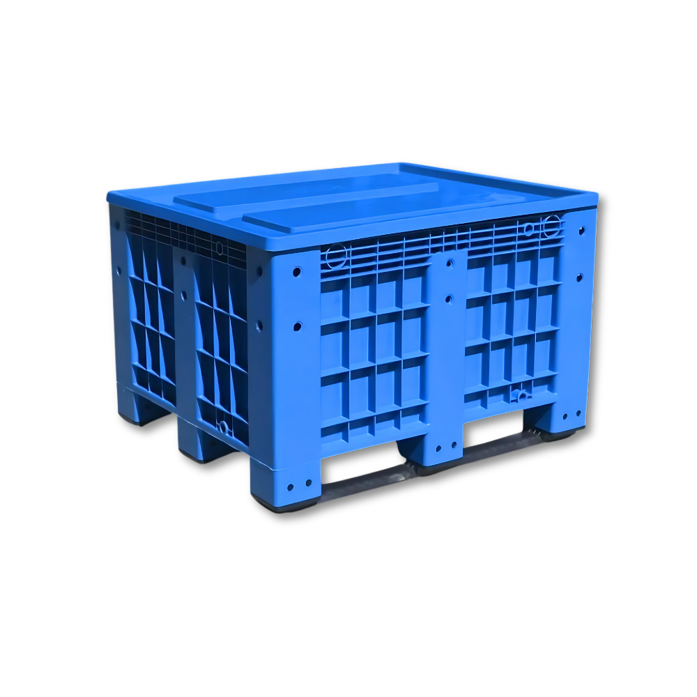 KK888 สีน้ำเงิน + ฝา -new web 托盘箱 塑料托盘箱 规格 100x120x79 厘米 采用 HDPE 塑料材质 - 图片 1